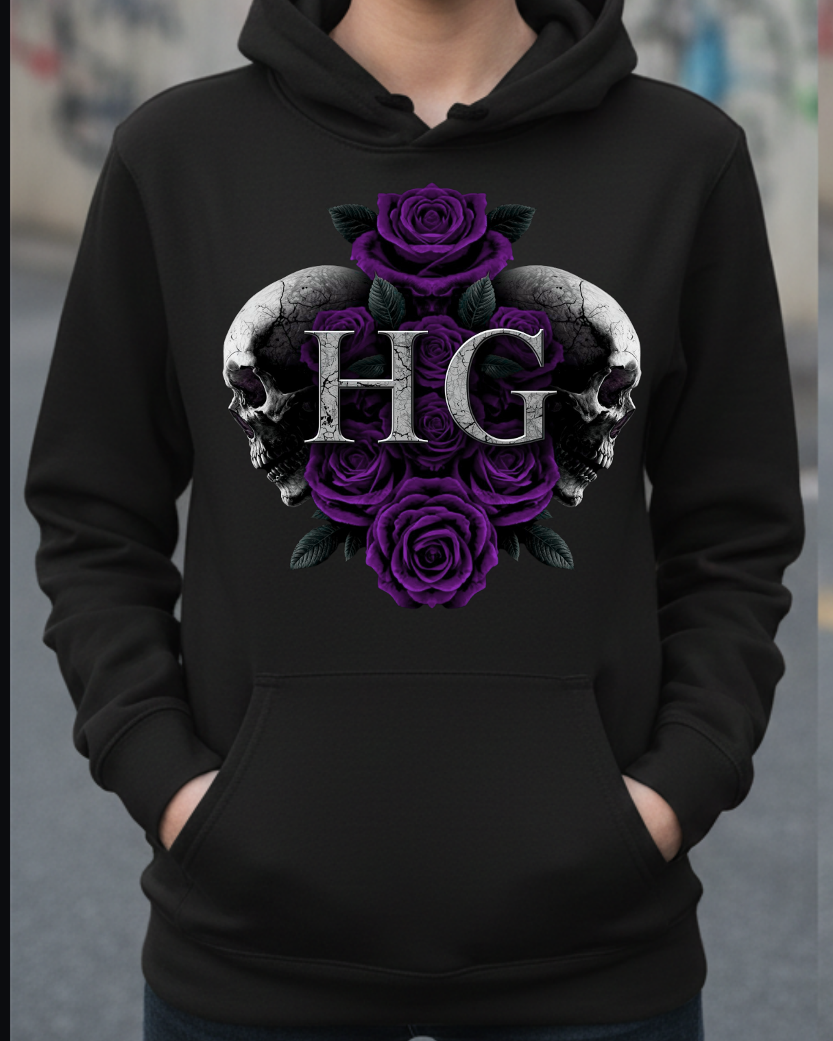 HG Crânes & Roses | Sweat à Capuche